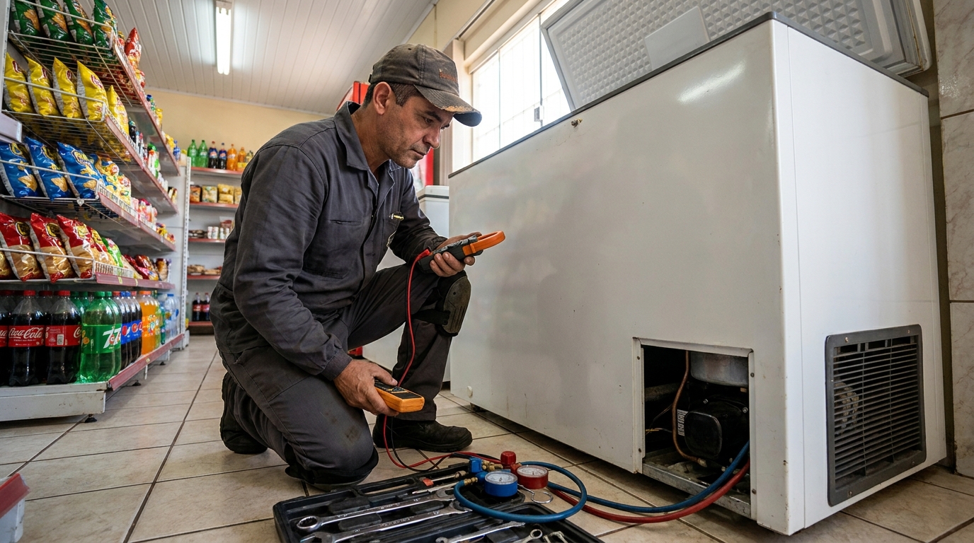 Reparo na placa eletrônica do freezer em Americana‑SP